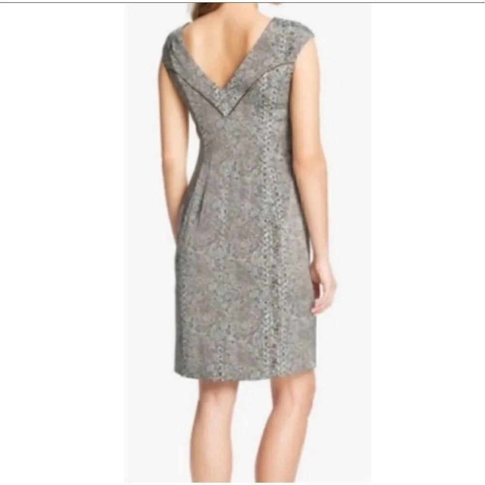 Tory Burch Carter Logo Print Sheath Sleeveless Dress Tan Blue Women’s Size 2 / S